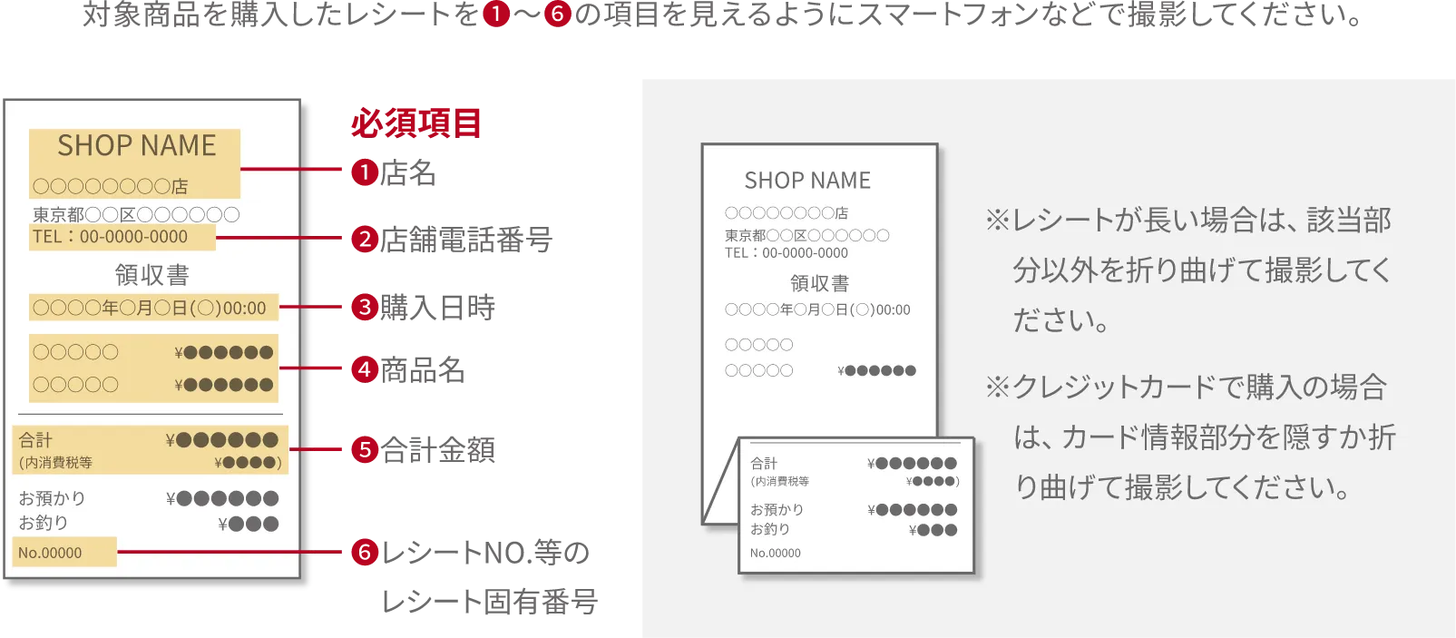 レシート撮影方法